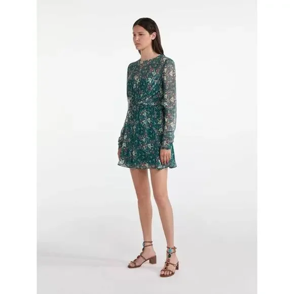 Saloni Blythe B Silk Dress in Opaline Vert UK 12, US 8
